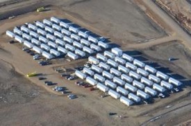 Aerial view of Modular Building Camp built and manage by Aries Buildings.