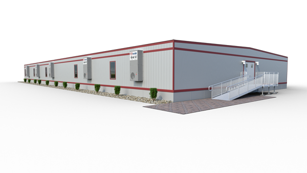 3D Render of building using Aries Building Systems' custom modular construction methods