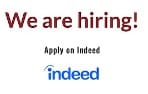 We are hiring! Apply on Indeed A graphic image reading “We are hiring! Apply on Indeed.”