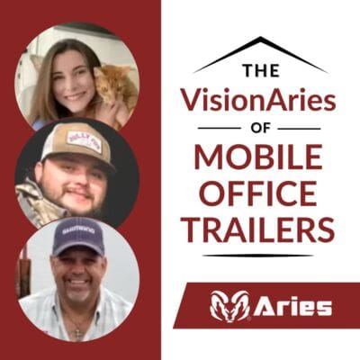 The words "The VisionAries of Mobile Office Trailers" are to the right of three circle-framed headshots of previous VisionAries nominees.